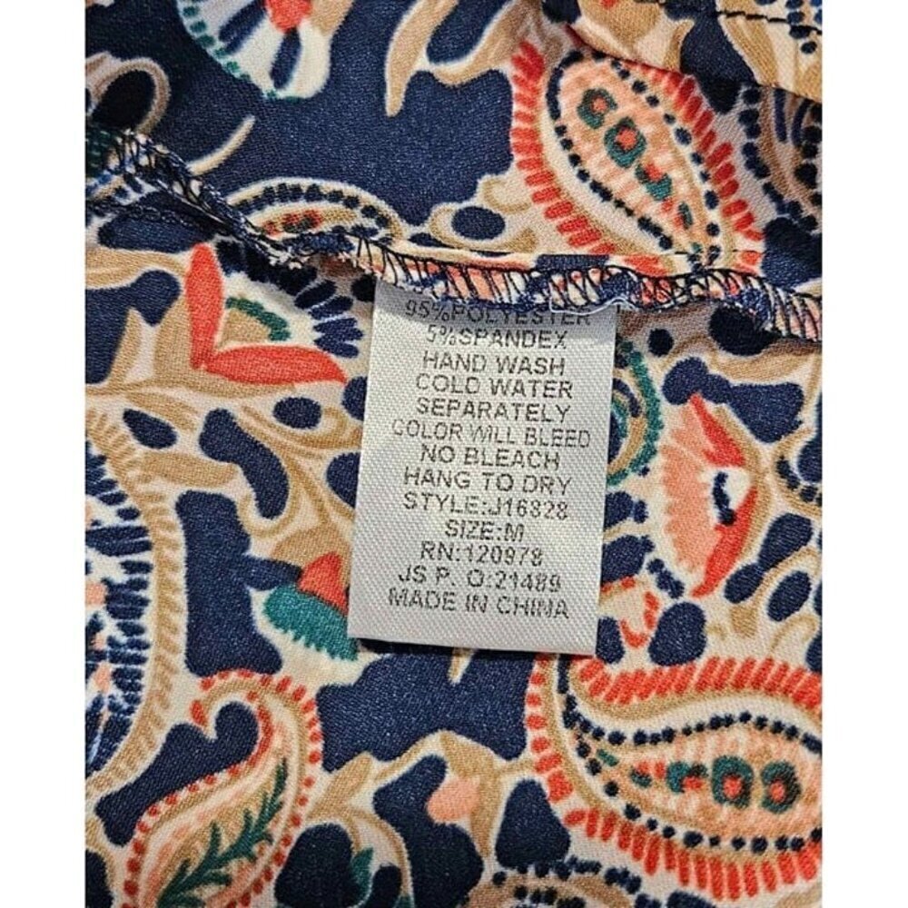 ENTRO Multicolor Paisley Open Front Lightweight Flowy Cardigan Sz M - Picture 5 of 5